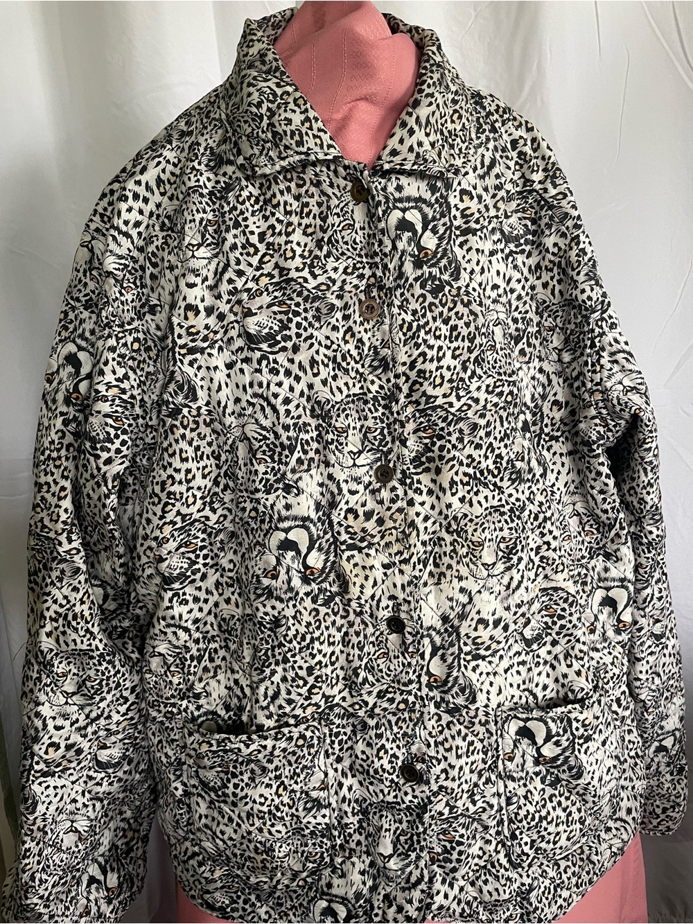 Anna And Frank Silk Animal-Print Blouse in Black and Cream